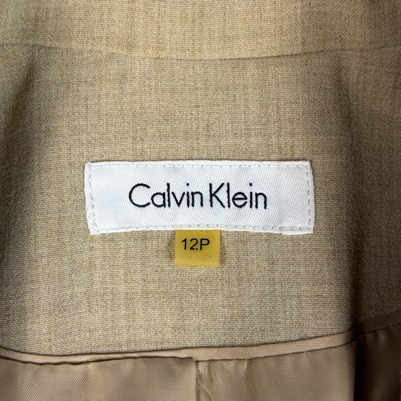 Calvin Klein Blazer Women's 12P Beige Single-Button Notch Stretch Suit Jacket - Picture 3 of 16